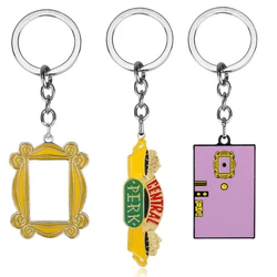 Friends TV Show Keychain Central Perk Coffee Time Photo Frame Pendant Necklace For Best Friend Car Backpack Keyring Jewelry Gift