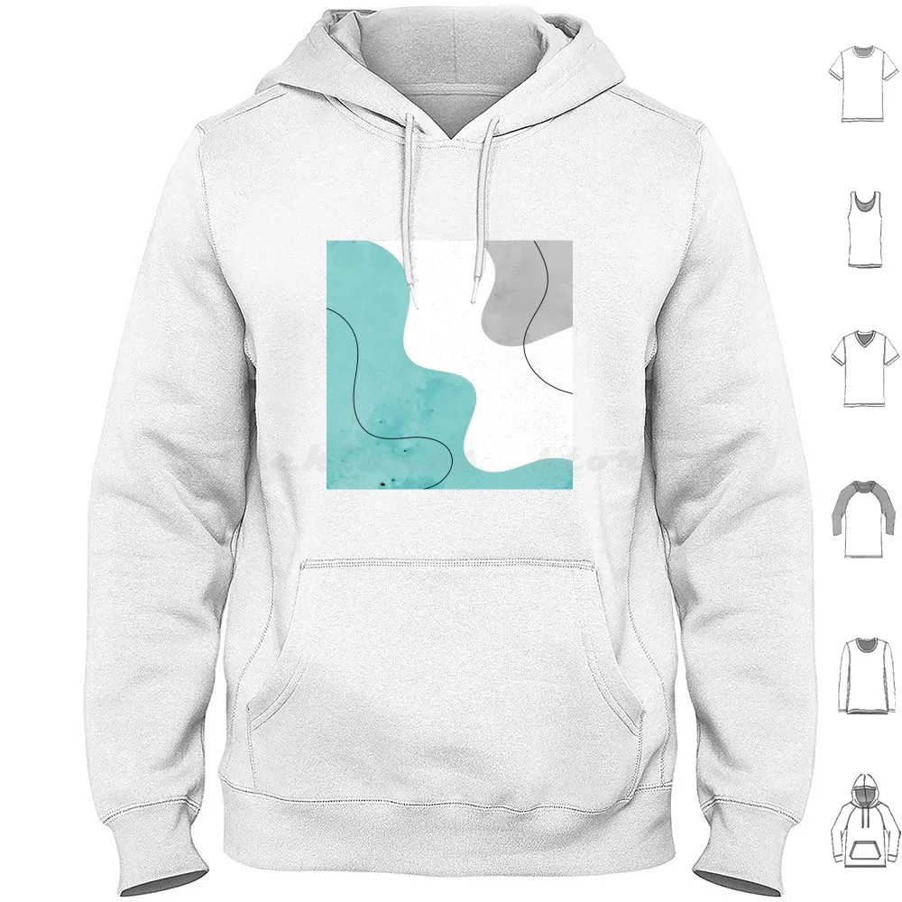 Nice Water Design Hoodies Long Sleeve Toilet Watercolor Abstract Cyan Blue Water Color Beauty Line