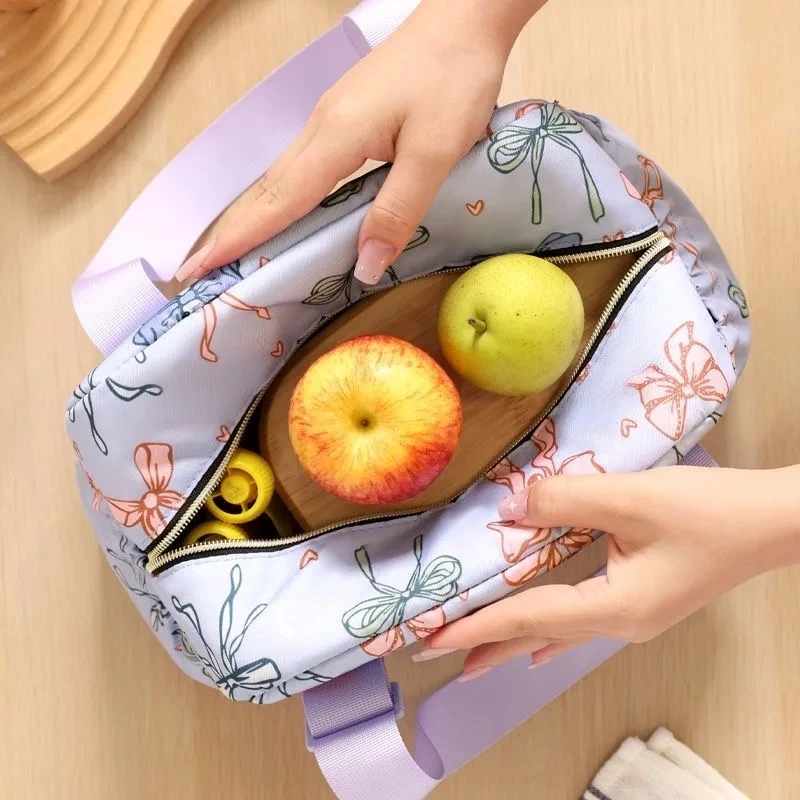 حقيبة غداء حرارية سميكة من رقائق الألومنيوم متينة مقاومة للماء صندوق غداء معزول صندوق طعام أنيق أكياس ثلج على شكل زهرة محمولة