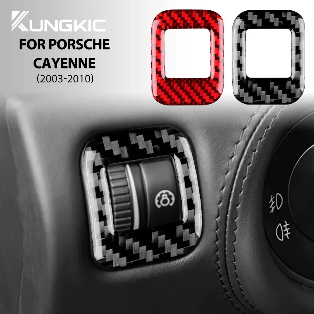 For Porsche Cayenne 2003 2004 2005 2006 2007 2008 2009 2010 Real Soft Carbon Fiber Sticker Headlight Button Switch Panel Trim