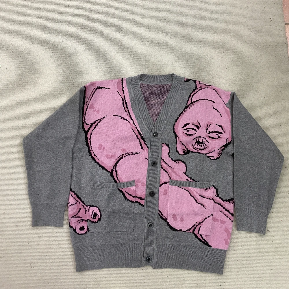 

Новый осенне-зимний свитер-кардиган в стиле ретро Y2K с круглым вырезом и длинными рукавами, с принтом насекомых, модный, повседневный, теплый.