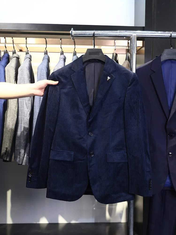 

Homesi Spring Autumn Men's Slim Fit Striped Ele Gentleman Sli Versatile Single Breasted Suit Jaet Faion Urban C...