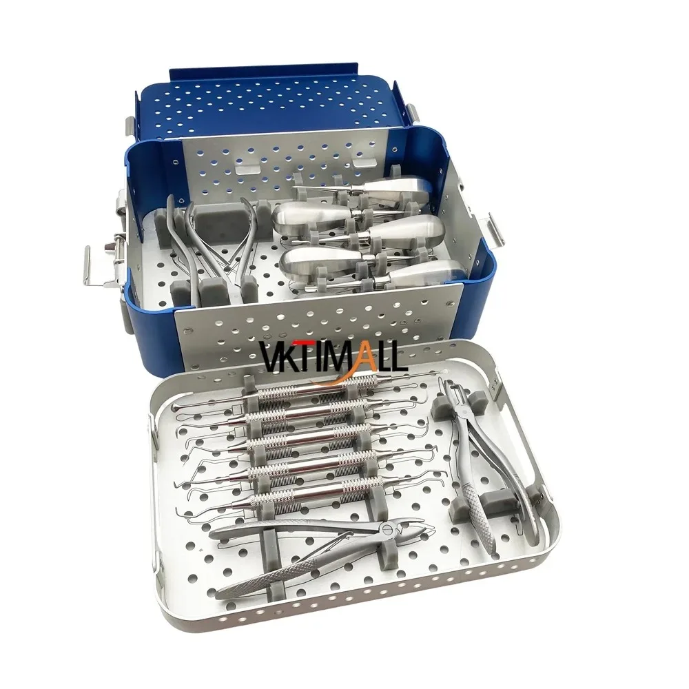 QSWTITAN pet Extraction Forceps Surgical Instruments Dental tool Kit with Sterilization box