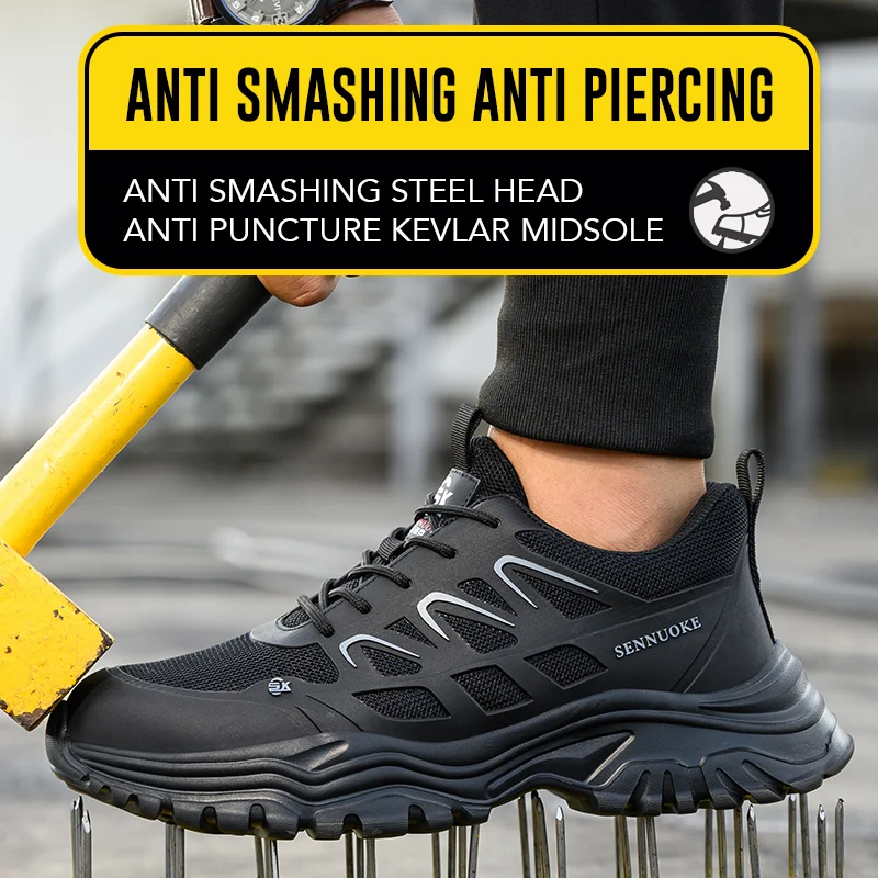 Safety Shoes Men for Work Lightweight Sport Sneakers Steel Toes Free Shipping Safety Tennis Protection for the Feet Original