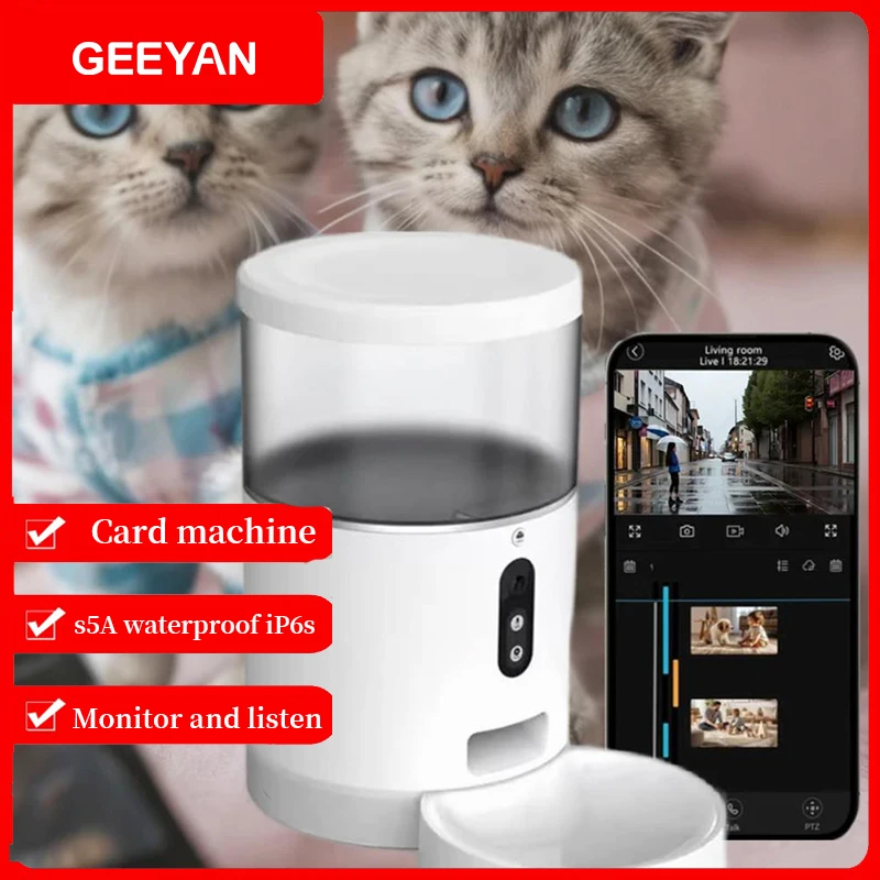 

GEEYAN Automatic Two Way Audio Network Camera Cat and Dog 4L Smart Pet Feeder