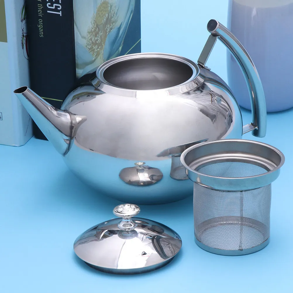 

Stainless Steel Tea Pot 304 1.0L Glossy Coffee Kettle With Filter Easy Grip For Home Office Kitchenware Burner