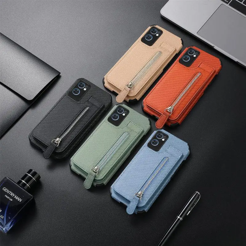 

Zipper Card Wallet Leather Phone Case For OPPO Reno 8 Pro + Reno 7Z Reno 6 Pro Plus 5G Reno 4 Pro Shockproof Flip Holder Cover
