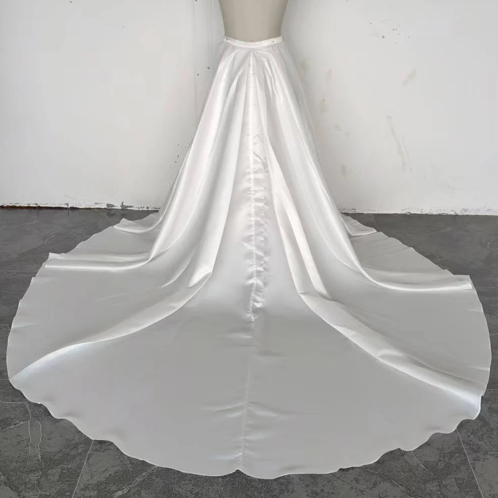 Satin Bridal Detachable Long Train Wedding Removable Skirt for Dresses Party Prom Bridal Overskirt