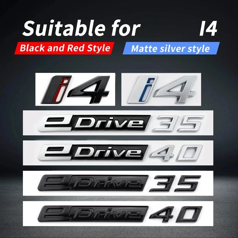 new style Suitable for BMW i4 car badge modification rear badge edrive35 edrive40 letter gloss black silver G26 digital badge