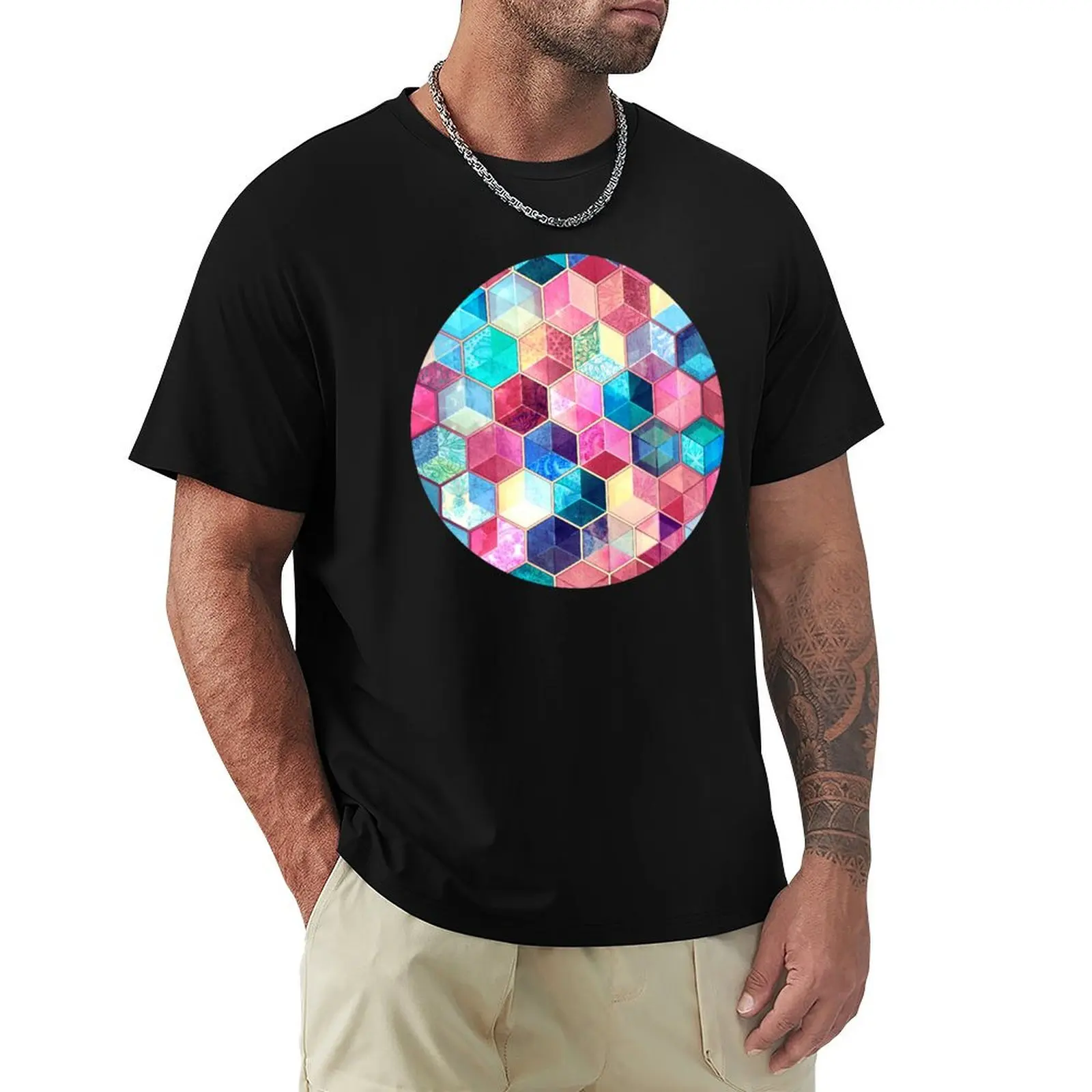 Topaz & Ruby Crystal Honeycomb Cubes T-Shirt Cool Dry Performance T-Shirt