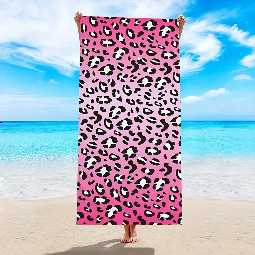 Leopard Print Microfiber Beach Towel Tigers Absorbent Swimming Towel Lightweight Quick Drying Pool Towel Perfect for Men Women