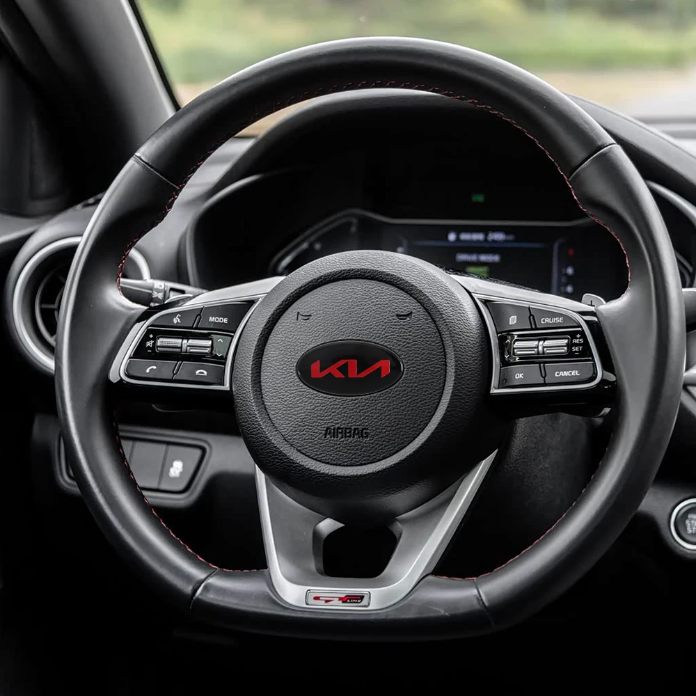 6.1x3.2cm Car Steering Wheel Logo Emblem Cover Sticker For Kia K2 K3 K5 K7 Picanto Stinger Forte Sorento Sportage Rio Soul Ceed view 5
