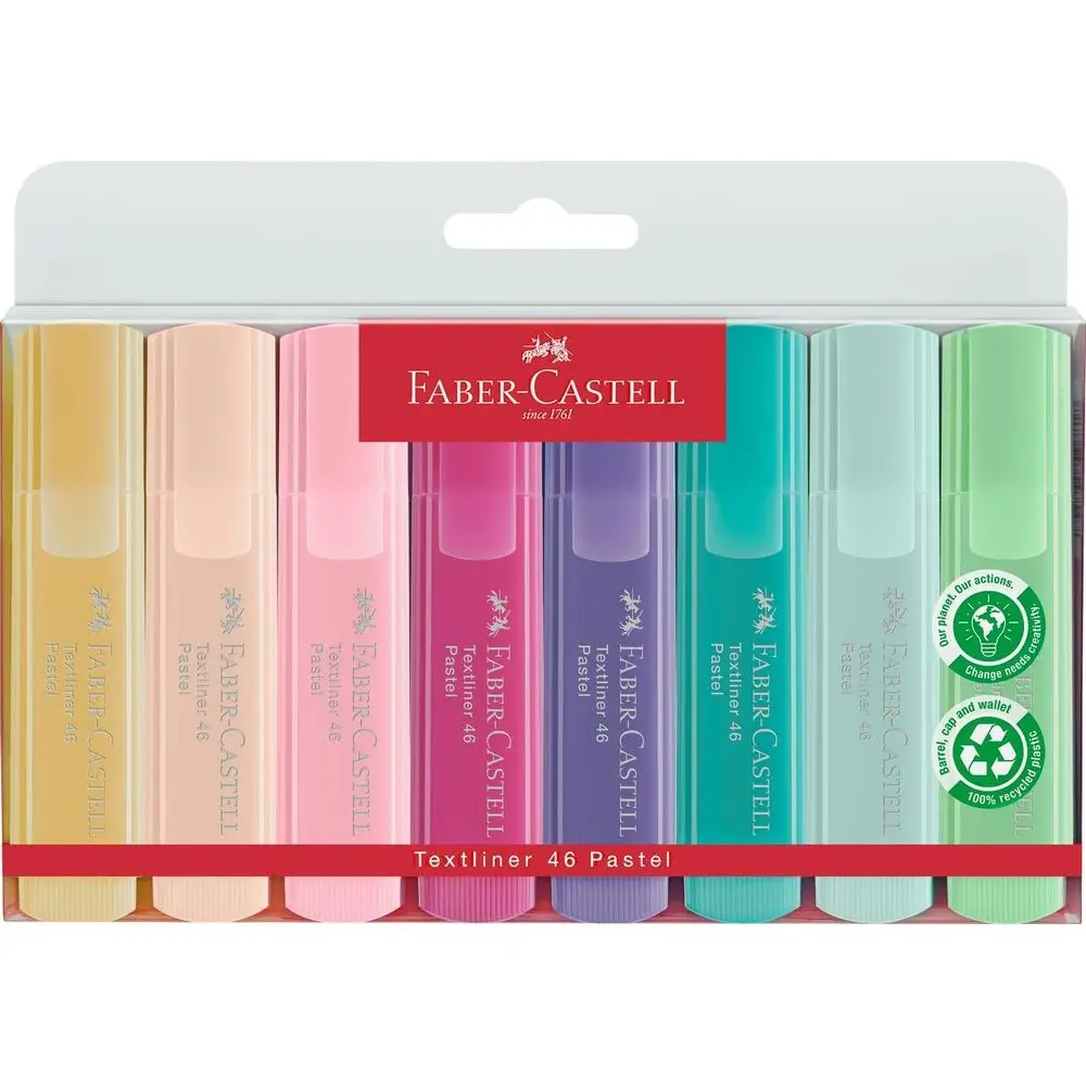 

8-Color Chisel Tip Pastel Highlighters Set in Assorted Soft Tones