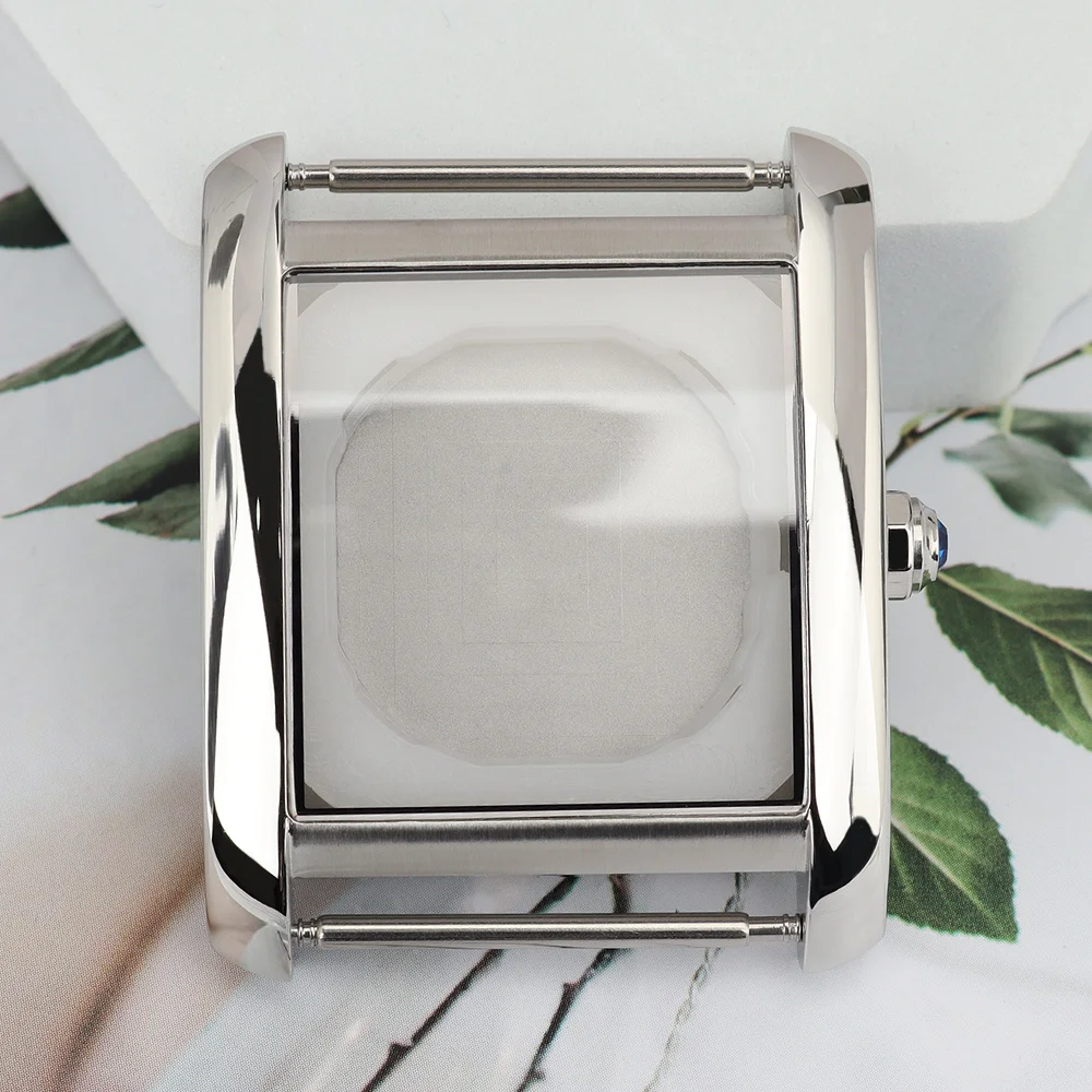 34.6mm Polished Watch Cases Stainless Steel For Miyota2115 Quartz Movement Assemble Watch Accessories Parts Domed Sapphire Glass