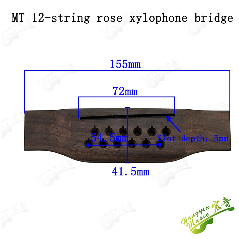 12 string Guitar Universal Bridge Replacement Parts High Quality Solid Wood Guitar Accessories 154*41.2*9  Rosewood