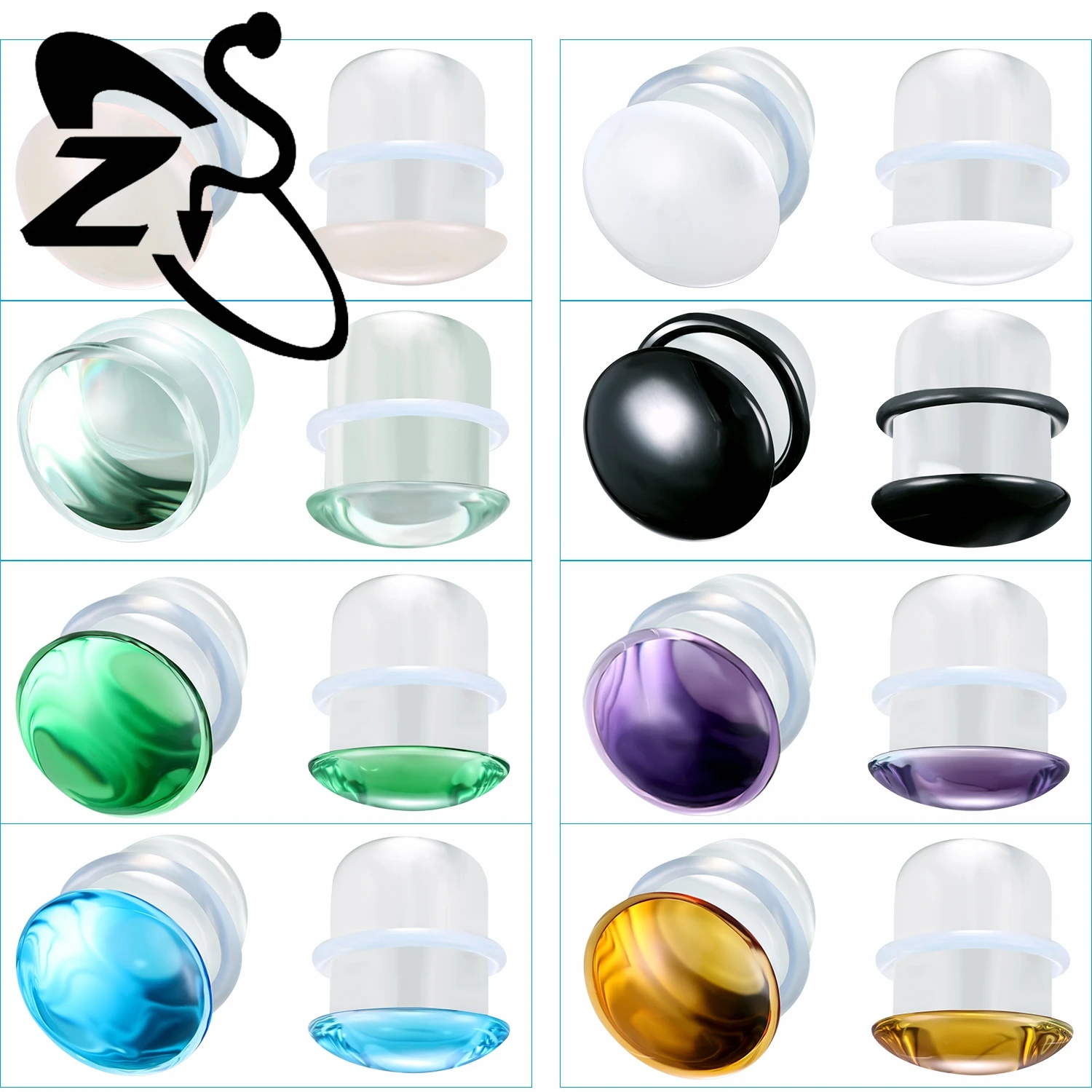 ZS 1 Pair 3-25MM Glass Ear Plugs And Tunnel Women Men Punk Large Gauges Anti Allergy Colorful Flesh Strecher Expander Piercings