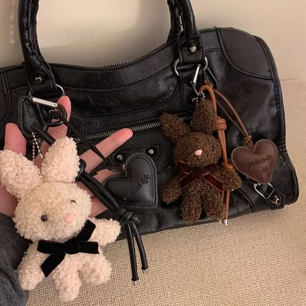 Süßer flauschiger Kaninchen-Schlüsselanhänger, weicher Cartoon-Kaninchen-Anhänger, Y2K, niedlicher gefüllter Rucksack-Anhänger, hängende Ornamente