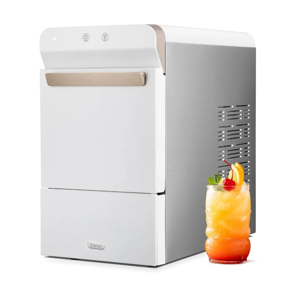 

Countertop Nugget Ice Maker | Self-Cleaning Pellet Ice Machine | Open and Pour Water Refill | Stainless Steel Housing