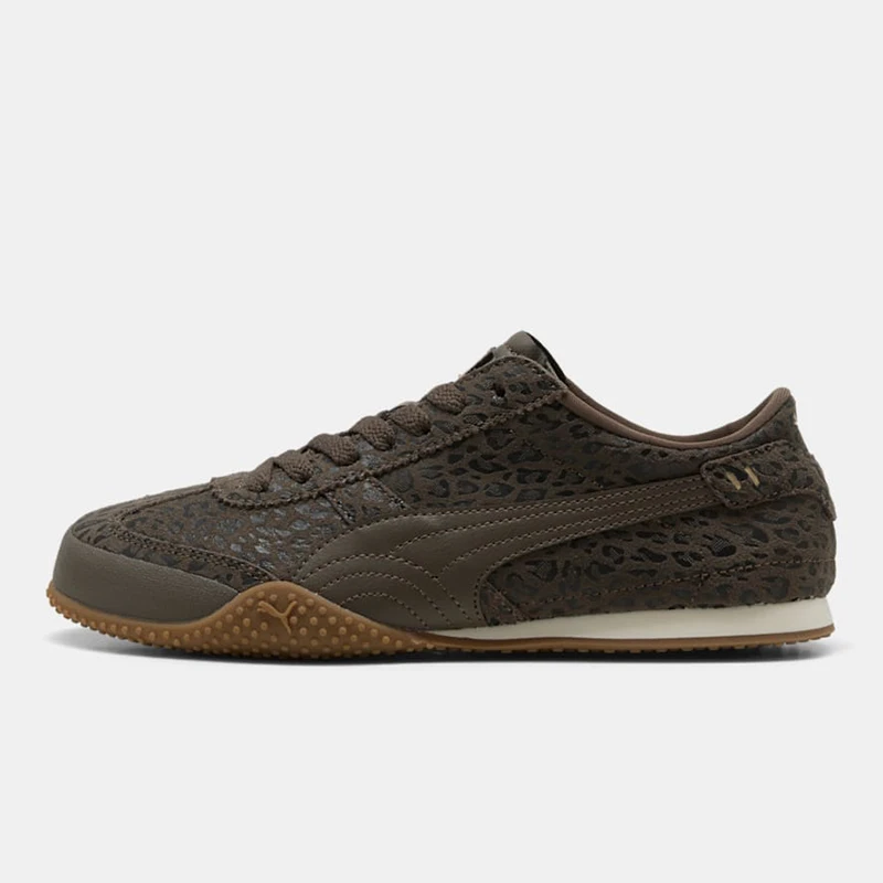 Puma genuine women's sports and leisure retro leopard print brushed T-toe thin soled shoes 408999-01