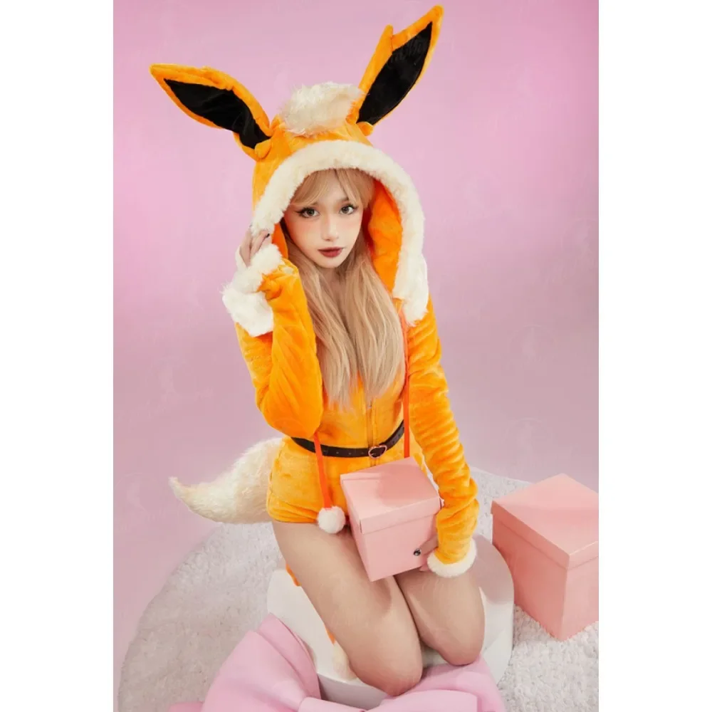 Plush Hooded Romper and Socks with Belt and Tail Cosplay Costume PM Derivative Women's Lingerie Bodysuit 2025 new view 5