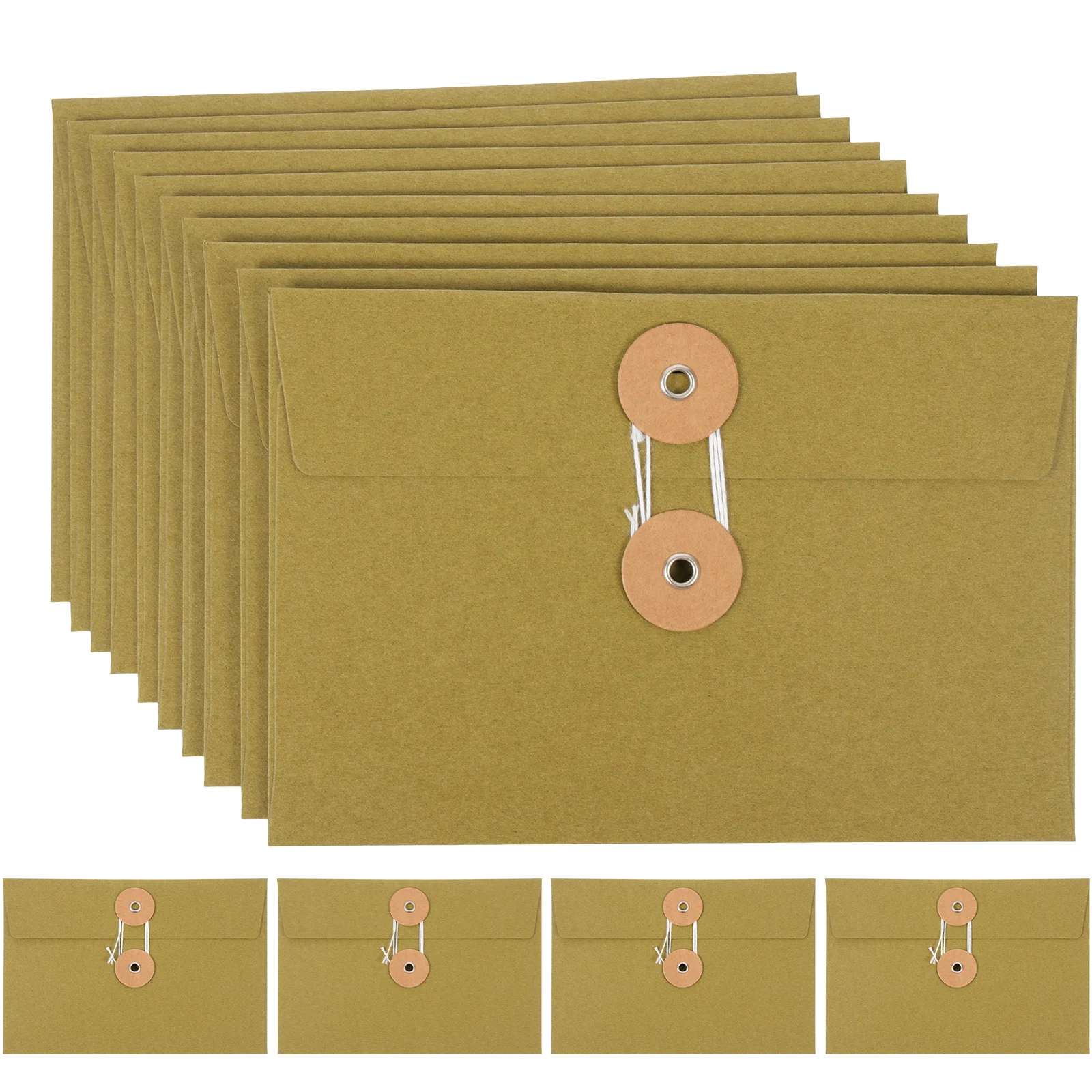 

10Pcs Vintage String Envelope Kraft Paper File Pockets Thickened Convenient Storage Bags Multifunctional Envelopes for School