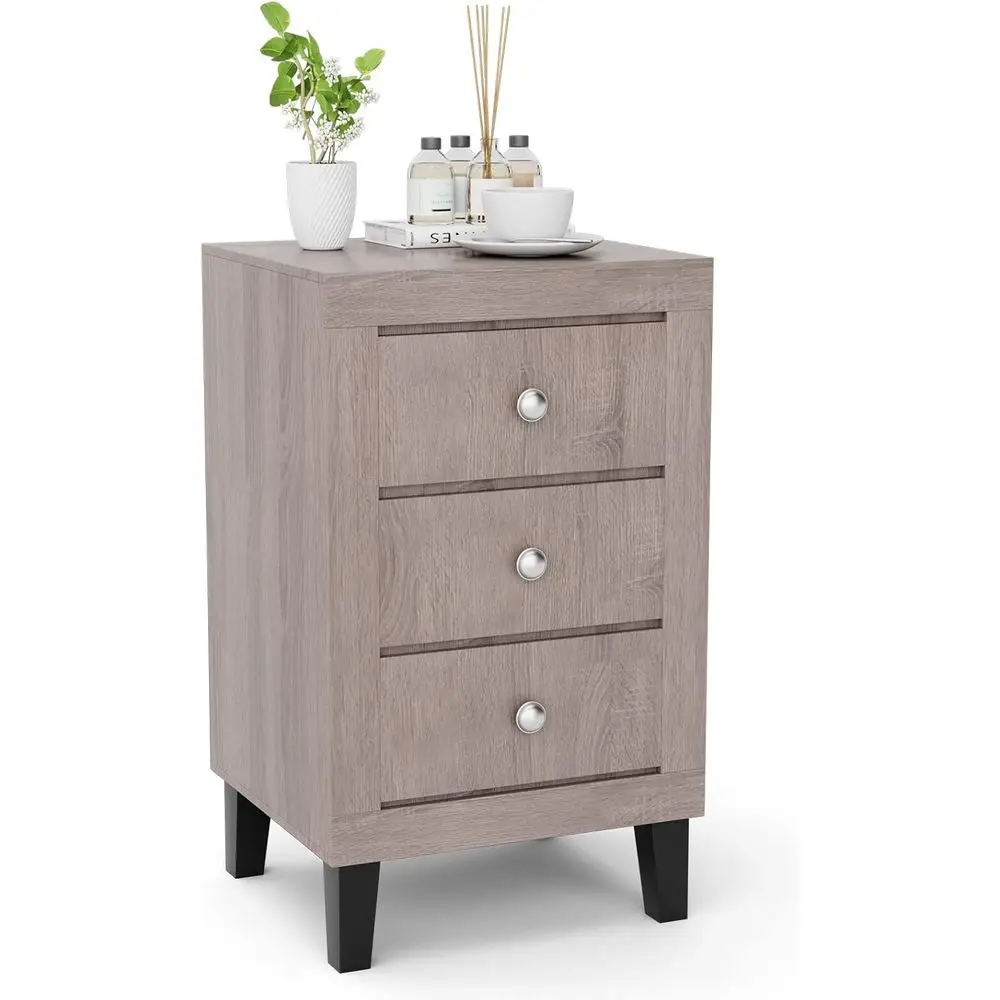 

Журнальный столик с 3 ящиками, серый, для спальни или гостиной