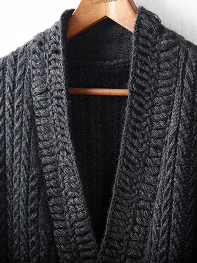 Spring Autumn Designer Mens Knitted Cardigan Long Sleeve Mid Length Coat Fashion Male Business Casual Sweater V Neck Knitwear