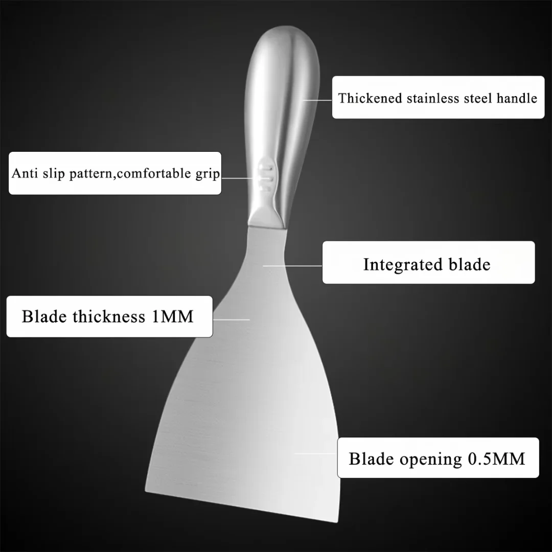 Premium Polished All-Stainless Steel Scraper Tool for Drywall Finishing,Professional Grade Putty Blade for Scraping Paint