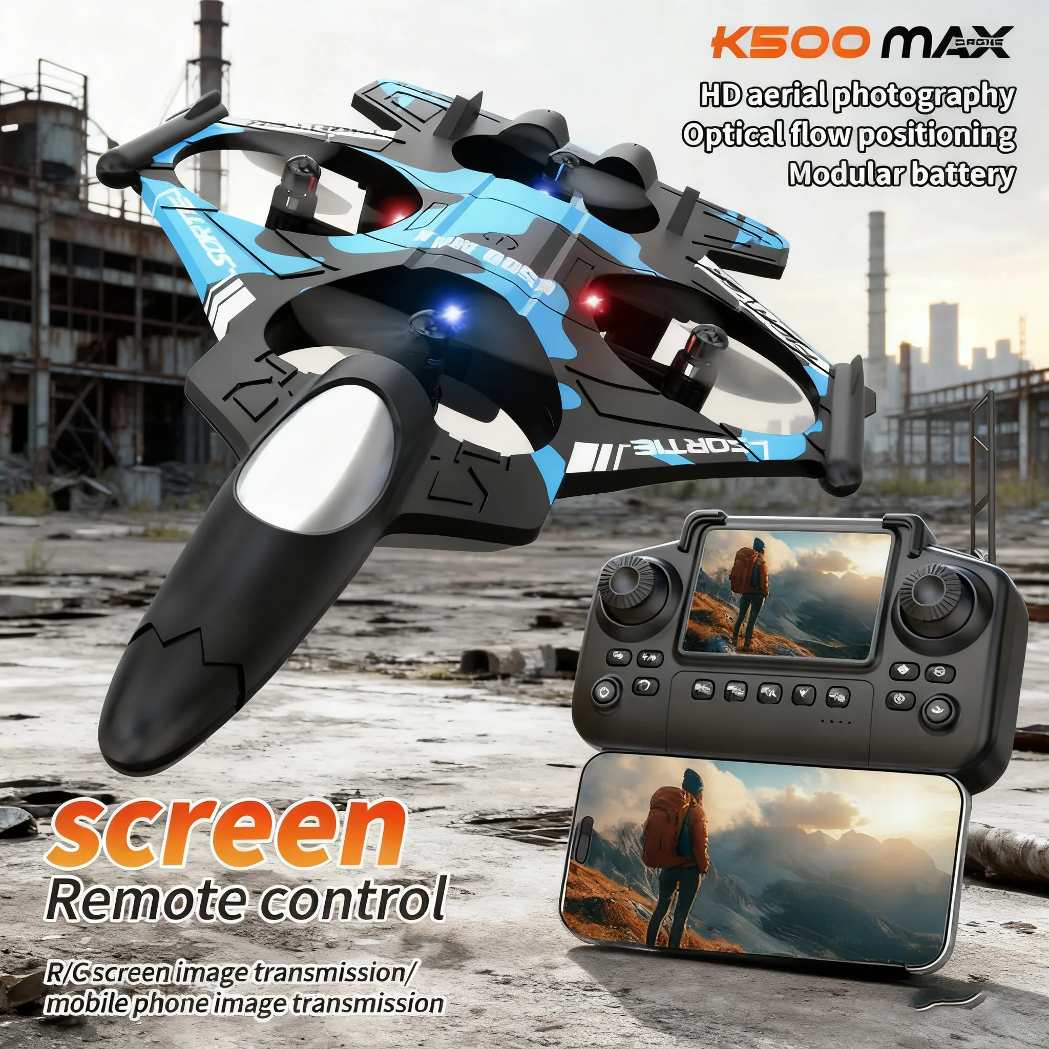 

K500MAX RC Drone Fighter HD Профессиональная камера 360° ° Рулон WIFI Fpv Самолет Квадрокопте Аэрофотосъемка с экраном Дрон Игрушки