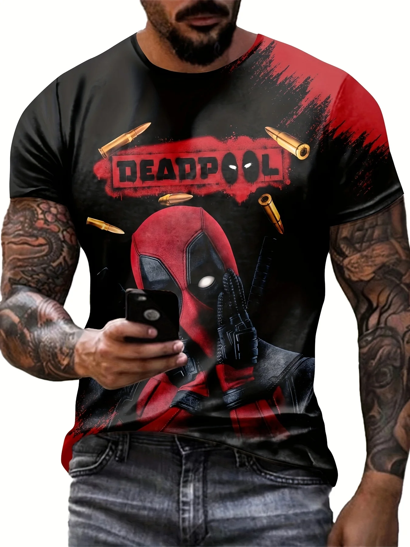 

Мужская футболка с рисунком MARVEL Deadpool, футболка с изображением супергероя аниме