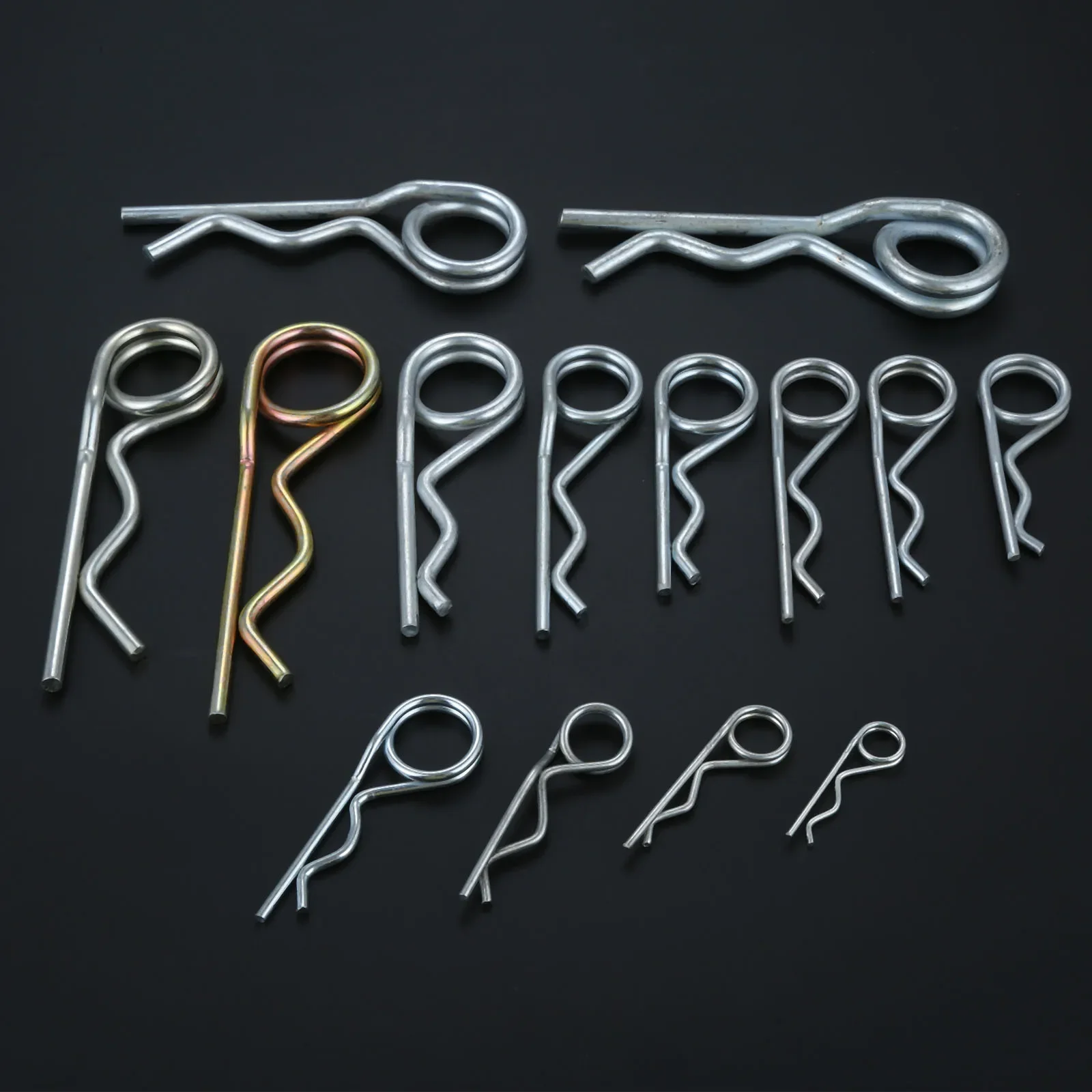 20/10/5/2Pcs Steel Spring Pin Double Ring Loop R Type Pin Safety Cotter Wave Pin Clip Hairpin Retaining for Trailer Cargo Boat