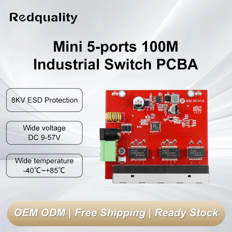

5 Port 100M Industrial Ethernet Switch Mother Board PCBA High Temperature Resistant for IP Camera Security Network