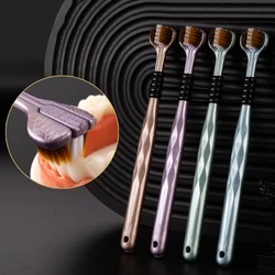 2pcs 3D Stereo Three-Sided Toothbrush Ultra Fine Soft Hair Adult Toothbrushes Tongue Scraper Oral Care 360° Cleaning Teeth Brush