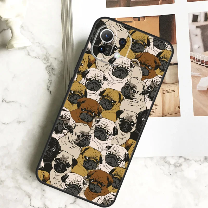 Cute Black Pug Dog Case For Xiaomi 14 Pro 13 Ultra 11T 12T 13T 12 Lite POCO X6 Pro M6 X3 X4 X5 M5s F3 F5 Cover