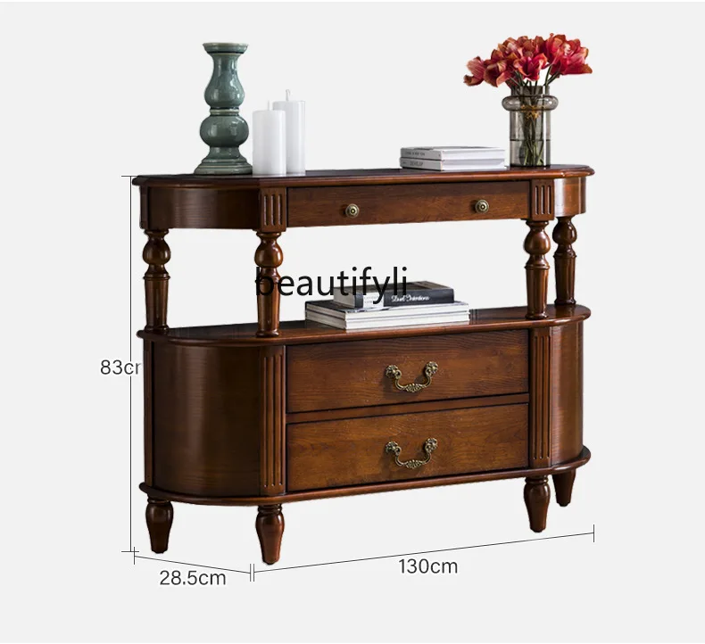 American solid wood porch cabinet simple entrance foyer cabinet sofa back aisle cabinet corridor