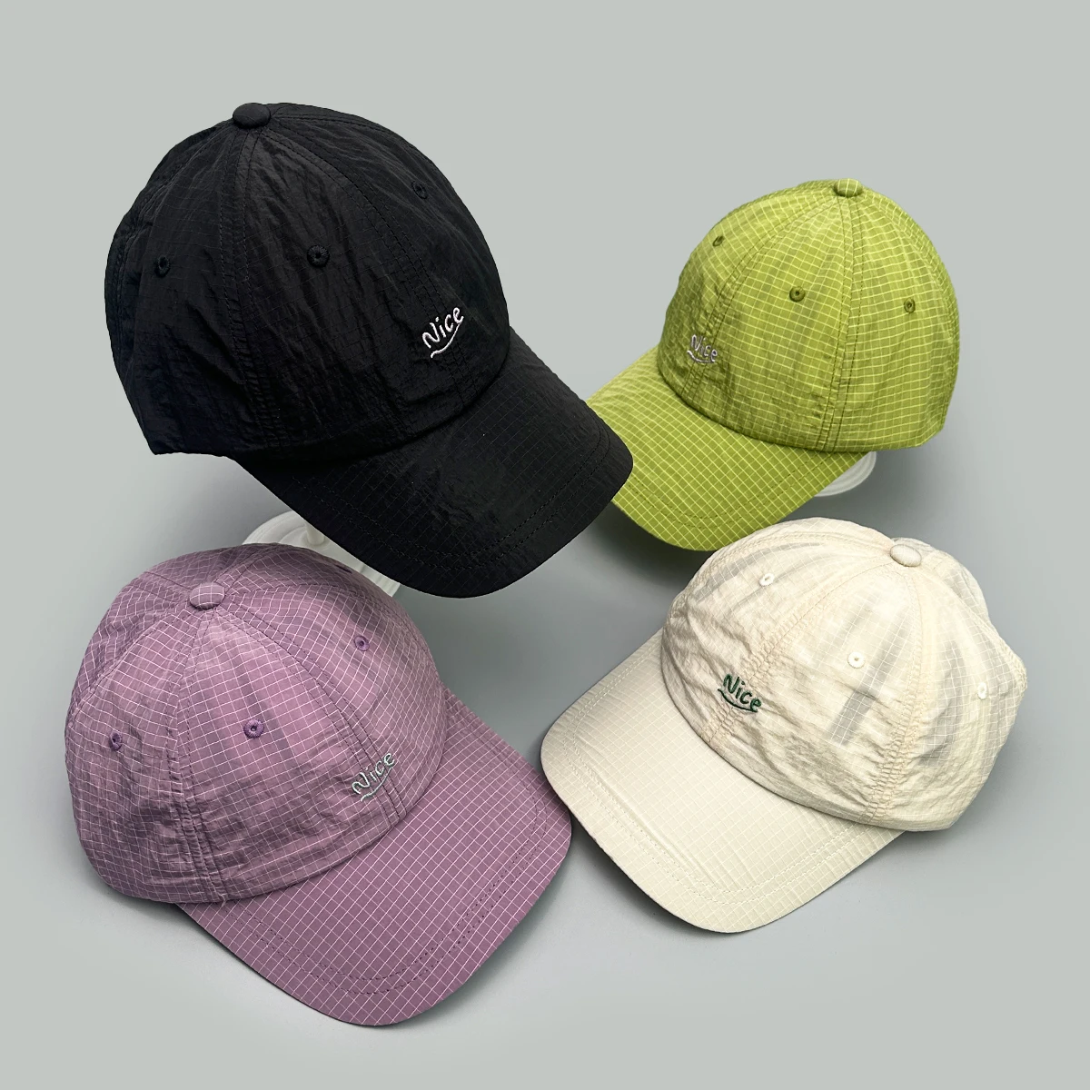 Small Lattice Embroidered Nice Letters Baseball Hats New Unisex Breathable Quick Drying Sunshade Simple Versatile Peaked Caps