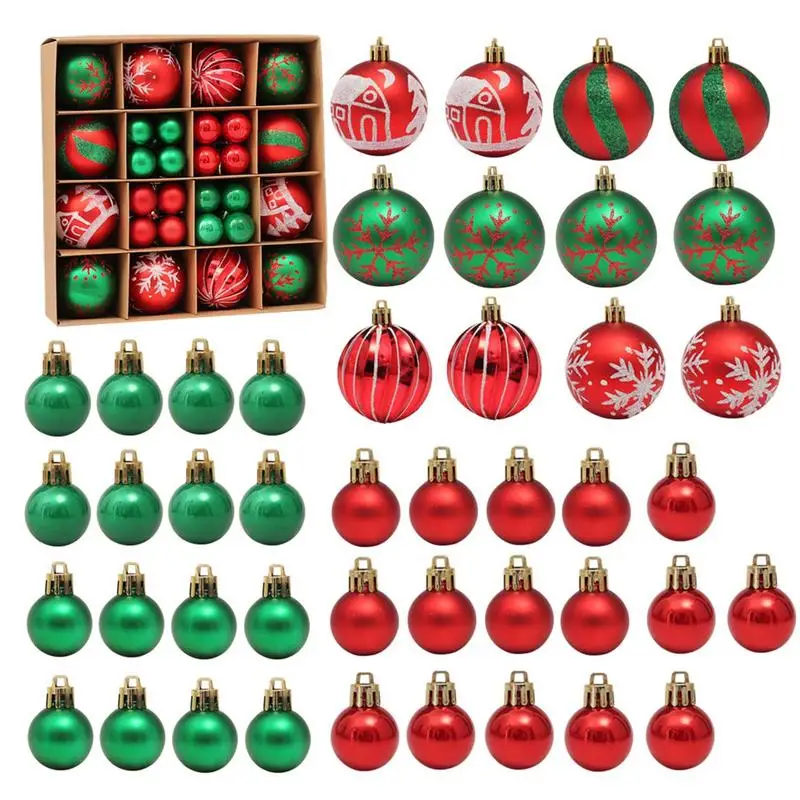 Decorative Hanging Ball For Christmas 42 Pcs Christmas Tree Ornament Set With Christmas Pattern Shatterproof Hanging Ball For