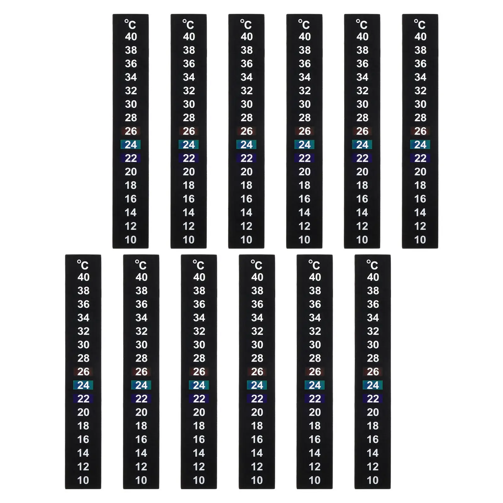 12Pcs Aquarium Thermometer Strip LCD Adhesive Accurate Temperature Tape for Terrariums Brewing Fermentation Jars Fish Tank