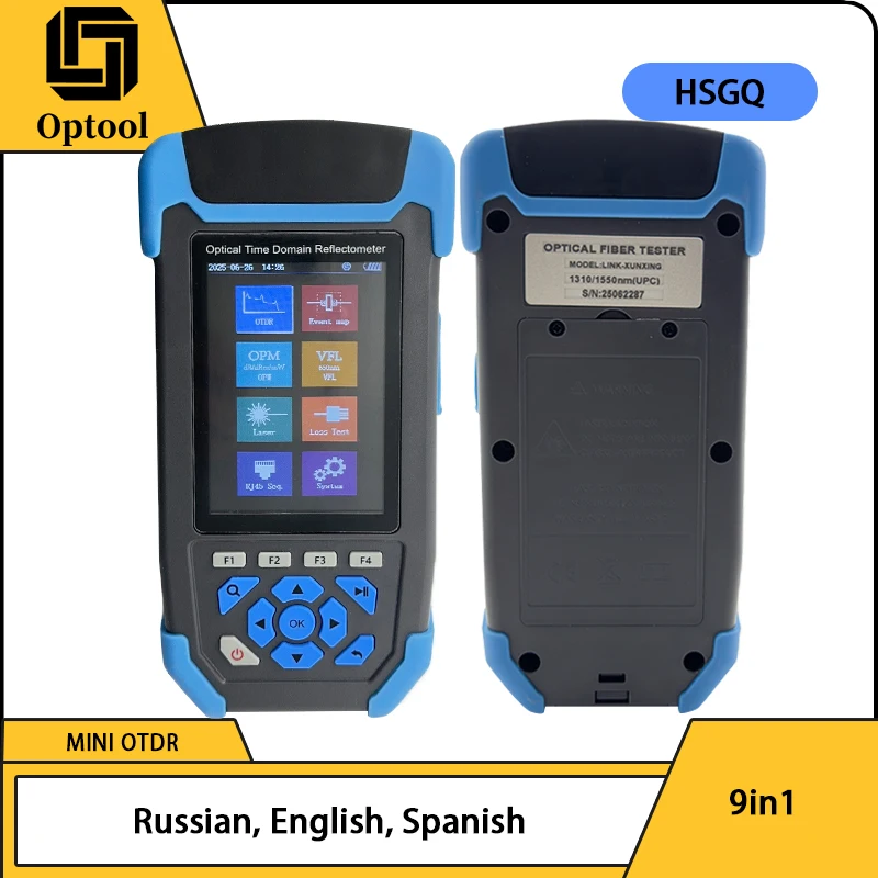الروسية Pro Mini OTDR الإنجليزية الإسبانية 1310/1550nm الألياف البصرية الانعكاسات مع VFL OLS OPM خريطة الحدث 22/24dB لاختبار 60 كجم