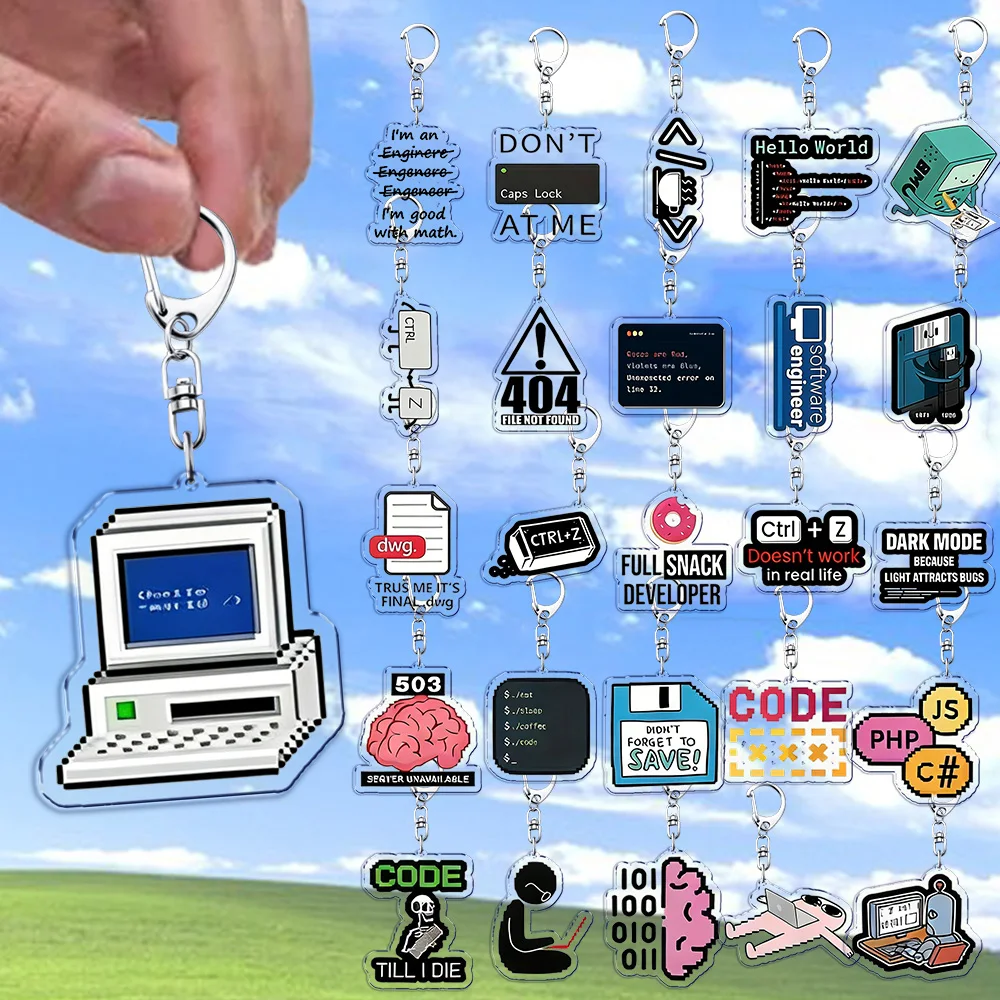 Porte-clés amusants XP 98 Windows 10 pour ordinateur, breloques de sac, bijoux pour programmeurs, cadeaux d'anniversaire pour amis