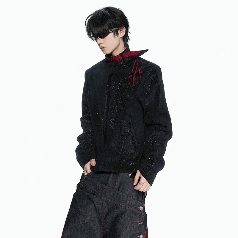 LUZHEN 2026 New Fashion Sequin Decorate Niche Design Casual Jacket Men's Handsome Embroidery Pattern Stand Neck Male Coat JY9093