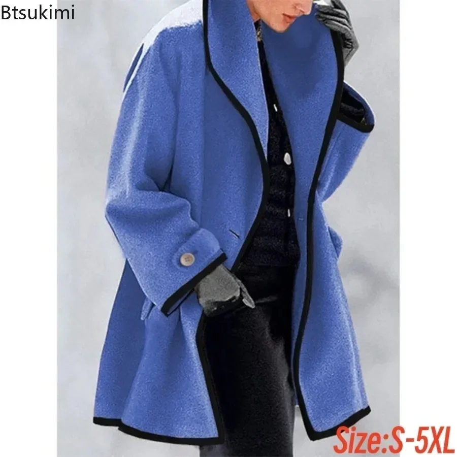 New Women's Woolen Jackets Autumn Winter Women Wool Coat Trench Jacket Ladies Warm Windproof Long Overcoat Fashion Loose Jackets