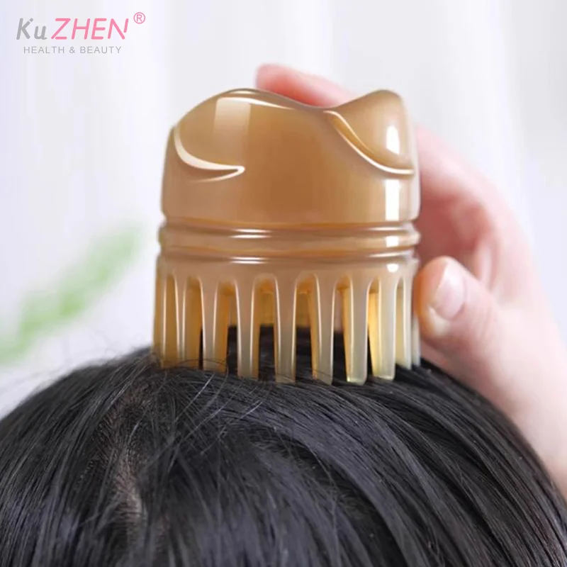 1PCCow Horn Hair Comb Meridian Comb Hairs Wash Scalp Massage Hair Treatment Device Natural Hair Care Brush Accessories For Women view 5