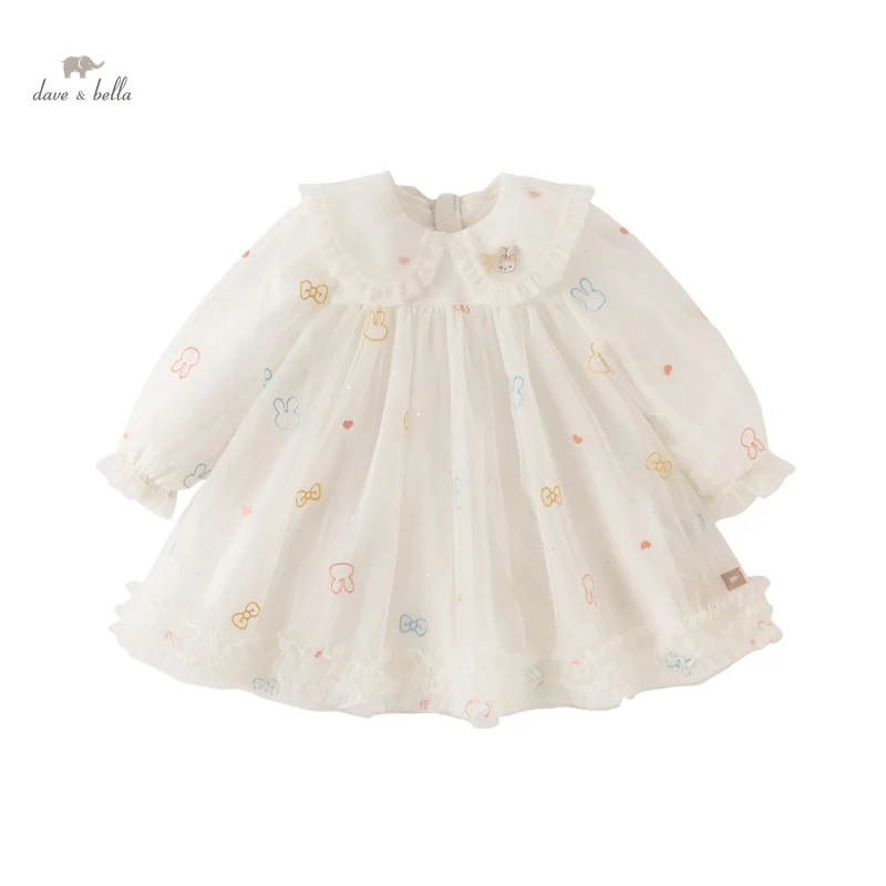 Dave Bella Princess Dress for Girls Children Baby 2024 New Spring Charm Sweet Classy Lovely Mesh Fashion Party Outdoor DB1247920