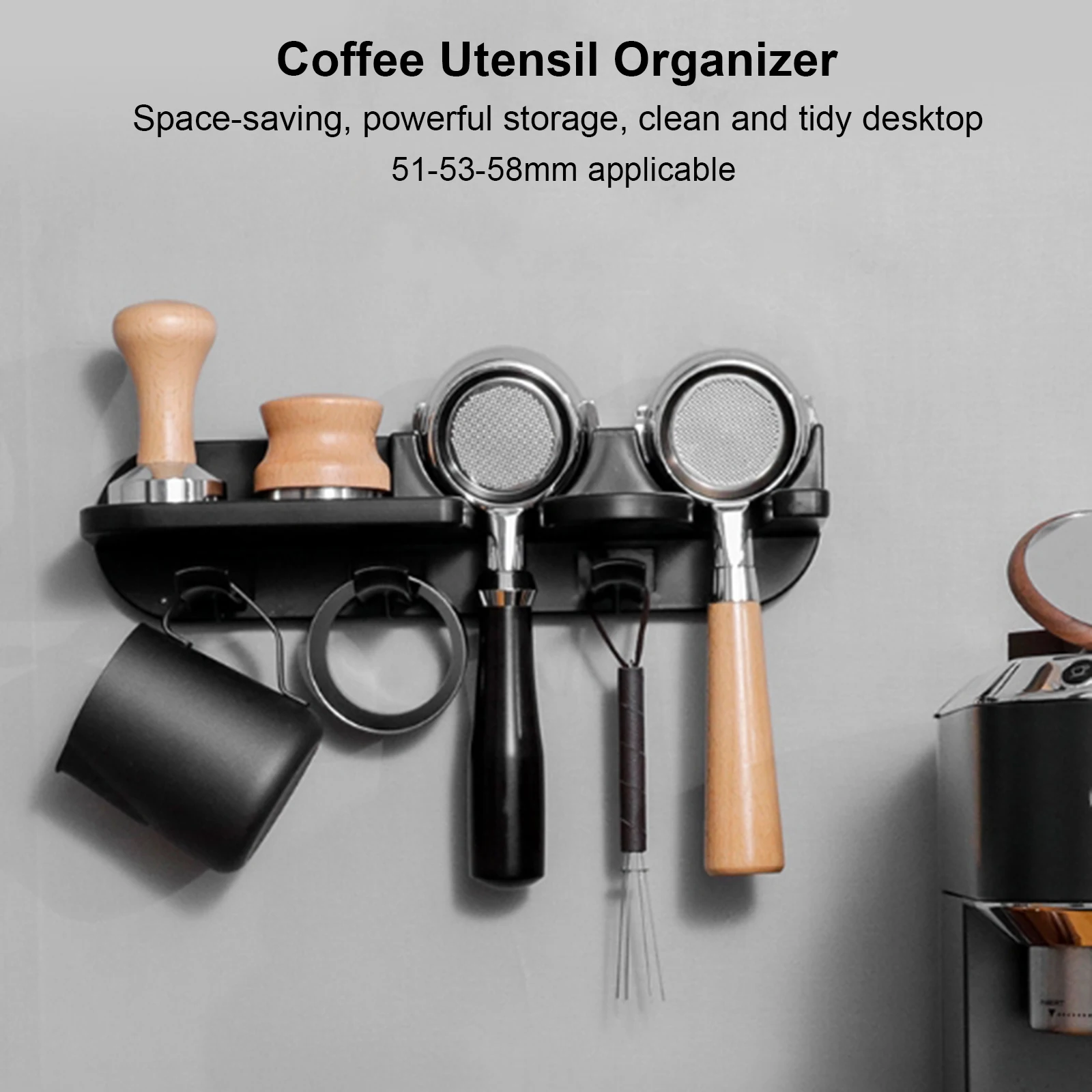 Distribuidor de Café em Pó Organizador de parede, Rack de armazenamento para ferramentas de café, sem necessidade de instalação de perfuração, 51mm, 54mm, 58mm