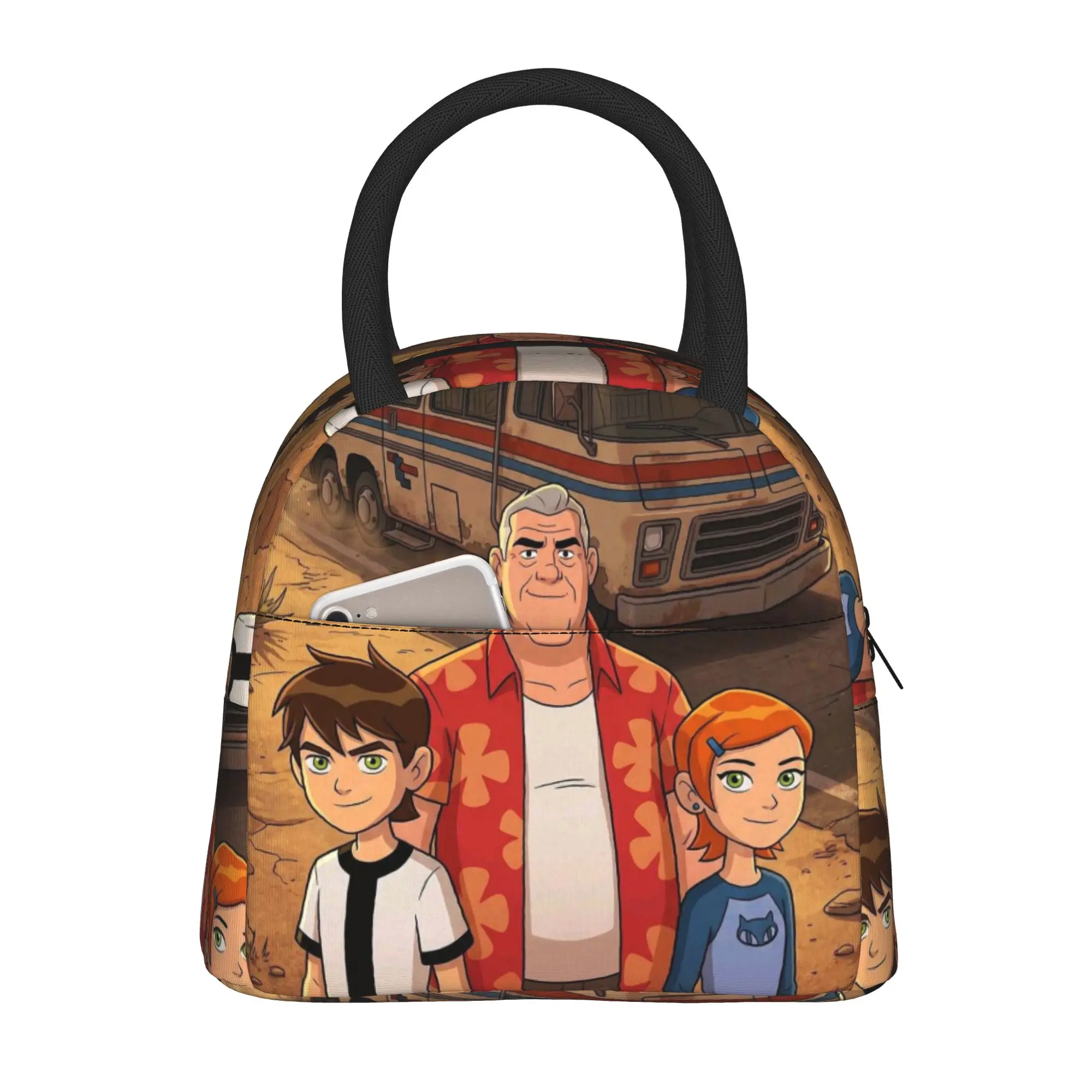 Back to school season  Lunch Bag Ben10 Family RV Desert Scene Large Capacity Fashionable Portable Lightweight Lunch Bag