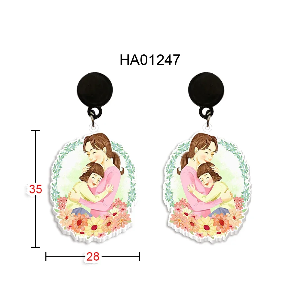 

Mother's Day Printed Pattern Hook Drop Earrings for Big Long Drop Dangle Earrings Women Gift