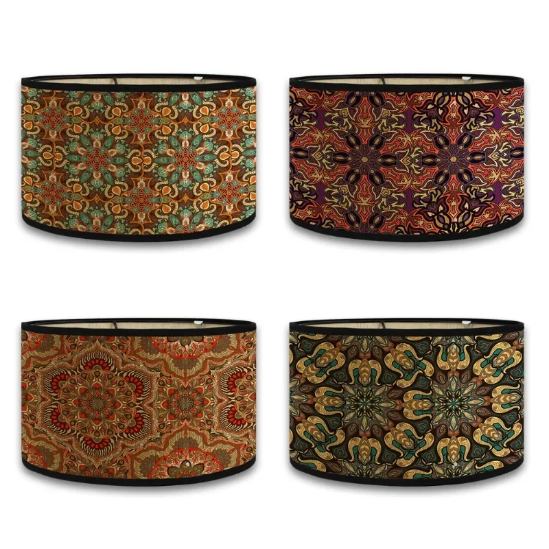 Ethnic Mandala Style LampShade Vintage Bamboo Lamp Cover Floral Table Pattern Floor Lamps Pendant Light Cafe Home Homestay Decor