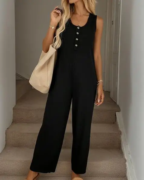 

Весна-лето 2026: Новые однотонные повседневные универсальные свободные комбинезоны для женщин