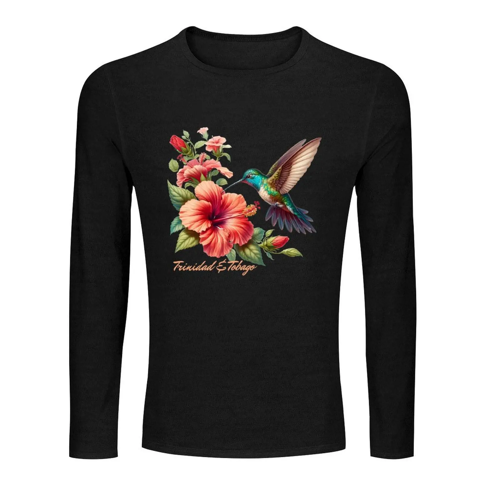 Trinidad & Tobago Humming Bird - Long T-Shirt Blouse mens graphic t-shirts anime